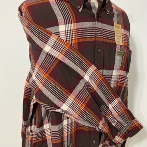 The Foundry Supply Flannel Adult Men's Button Shirt Choc Stone Plaid Big Sizes